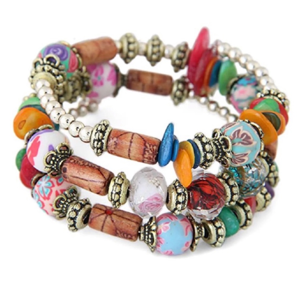 Hand painted Boho layered bracelet